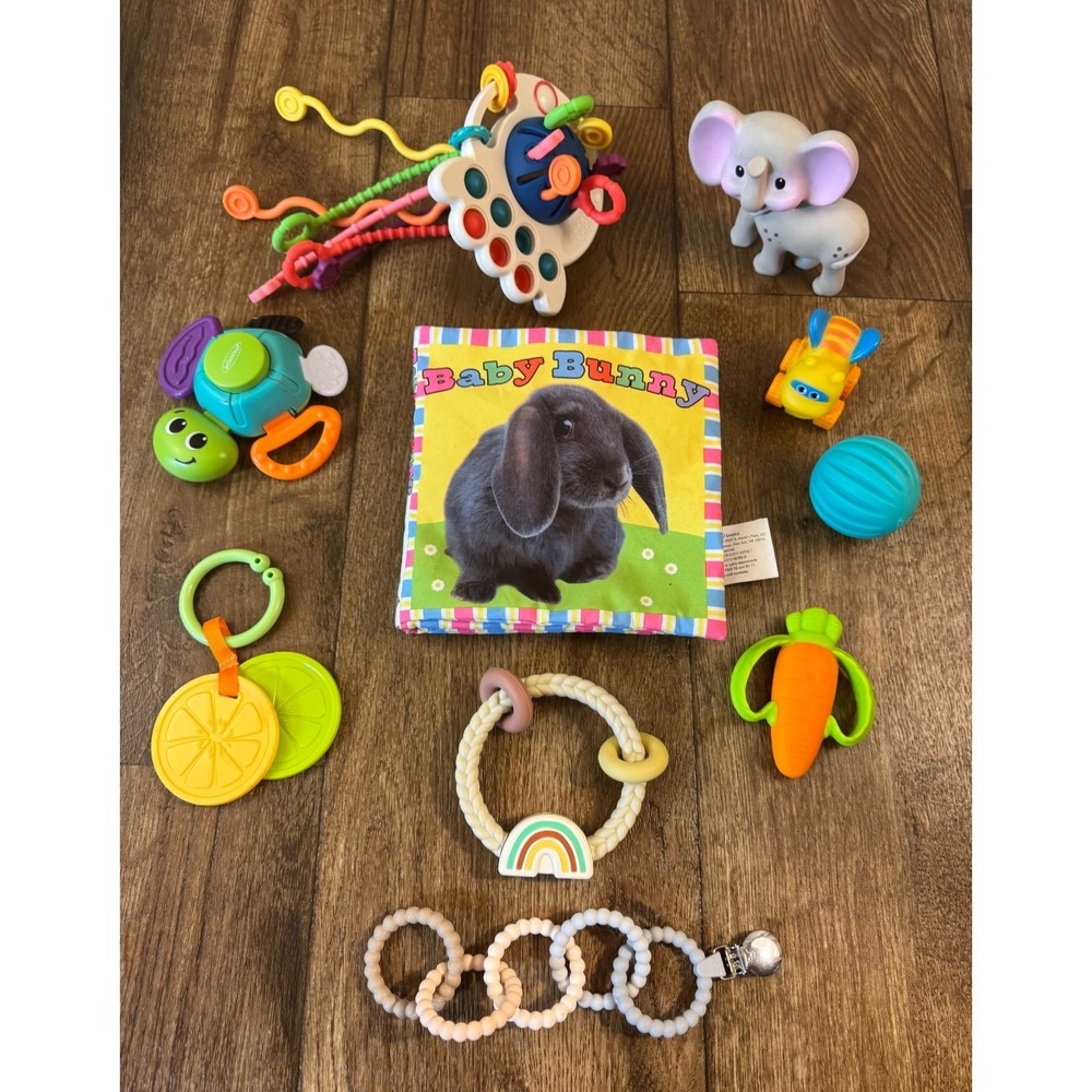 Infantino Baby Infant Toys Lot Montessori Activity Sensory Crinkle Book Teether